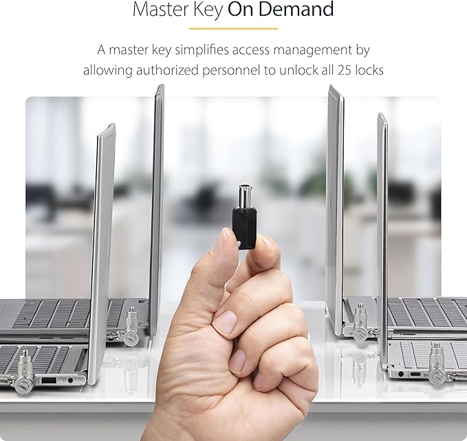StarTech.com 25-Pack Universal Laptop Lock 6.6ft, Master Keyed Security Cable