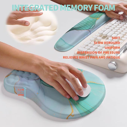 2-in-1 Ergonomic Set, Wave Rise Keyboard Wrist Rest and Massage Bulge Slope