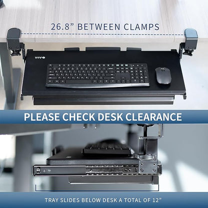 VIVO Large Height Adjustable Clamp-on Keyboard Tray, Extra Sturdy Pull Out