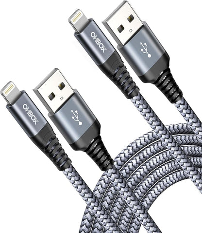 ohbox iPhone Charger 6FT MFi Certified Lightning Cable 6 Feet 2Pack Nylon