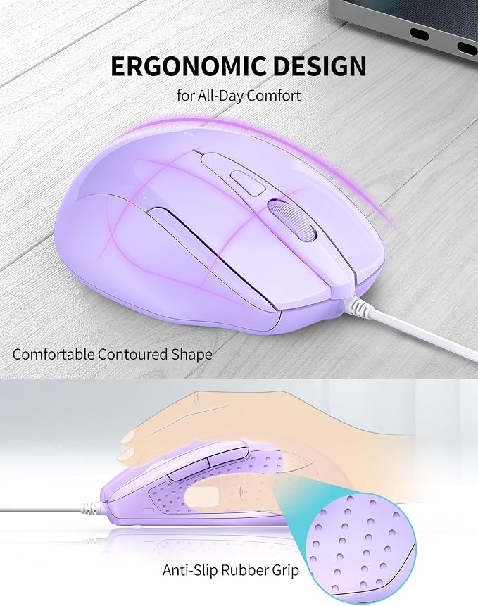 TECKNET Wired Mouse, 6-Button Corded