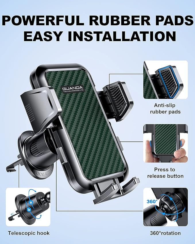 Car Vent Phone Mount, Adjustable 360 Rotation Vent Clip Car Phone Holder Mount