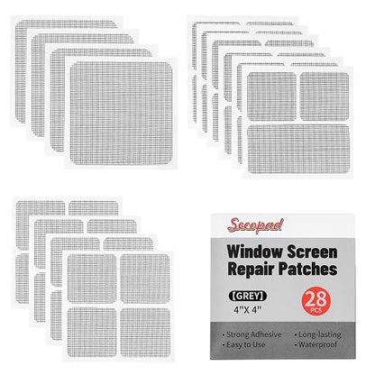 28 Sheets Window Screen Patches Repair Kit, Strong Adhesive Fiberglass Quick