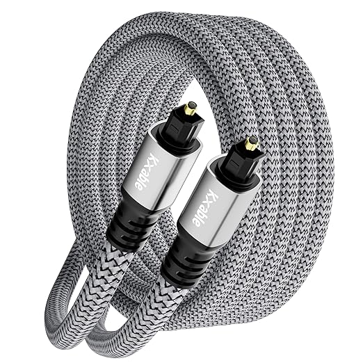Optical Audio Cable 20 FT, Digital Audio Cable, Toslink Fiber Optic Cord