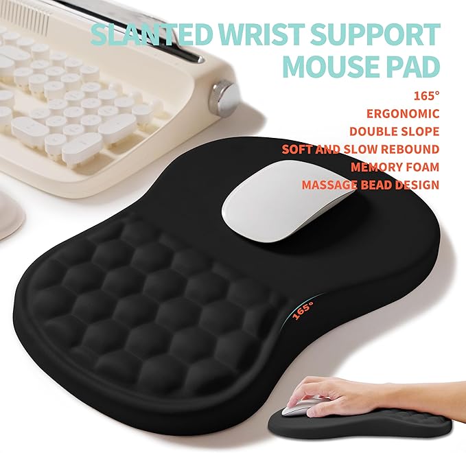 2-in-1 Ergonomic Set, Wave Rise Keyboard Wrist Rest and Massage Bulge Slope