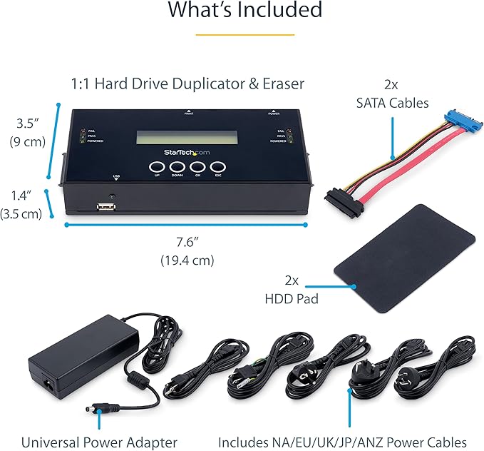 StarTech.com 1:1 Standalone Hard Drive Duplicator and Eraser, SAS/SATA HDD/SSD