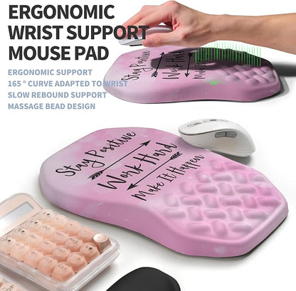2-in-1 Ergonomic Set, Wave Keyboard Wrist Rest and Massage Slope Mouse Pad