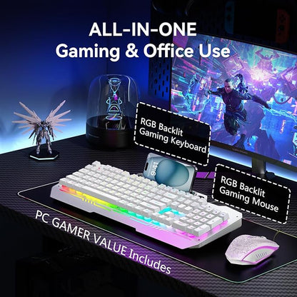 AULA Gaming Keyboard, T102 104 Keys Keyboard and Mouse Combo, USB Wired