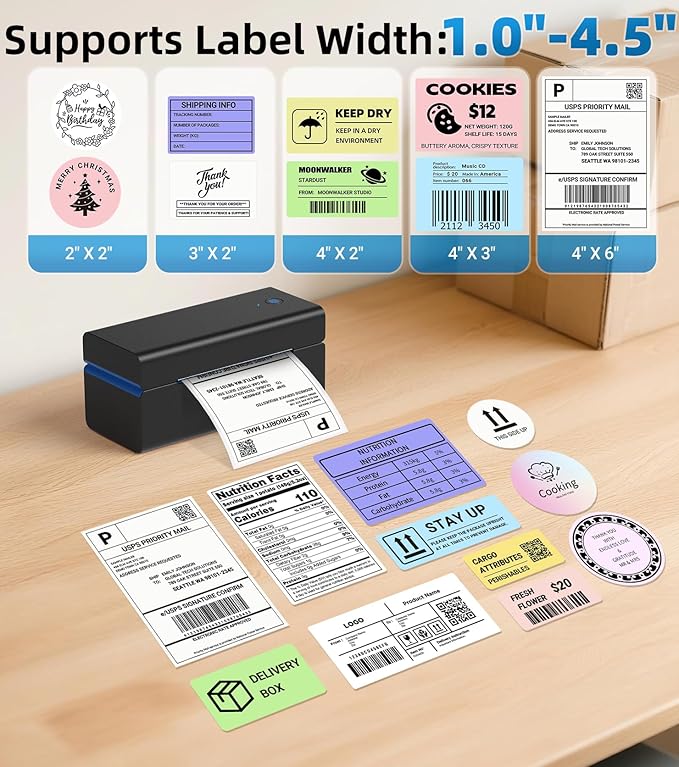 ORGSTA Bluetooth Thermal Shipping Label Printer T001-Plus Wireless 4x6 Shipping