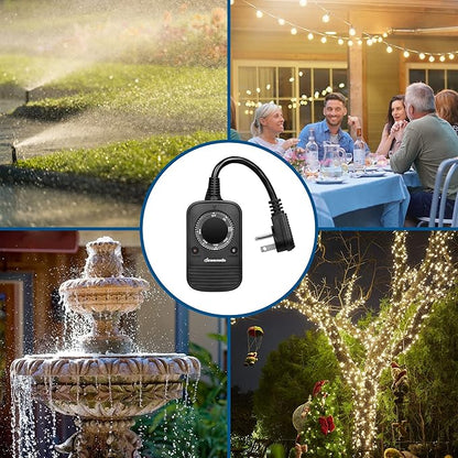 DEWENWILS Outdoor Timer for Lights, Dusk to Dawn Sensor for Electrical Outlet