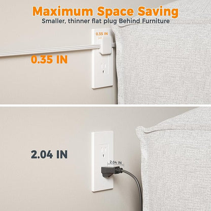 TESSAN Twin Extension Cord 12 FT, Double Ended Flat Plug Surge Protector Power