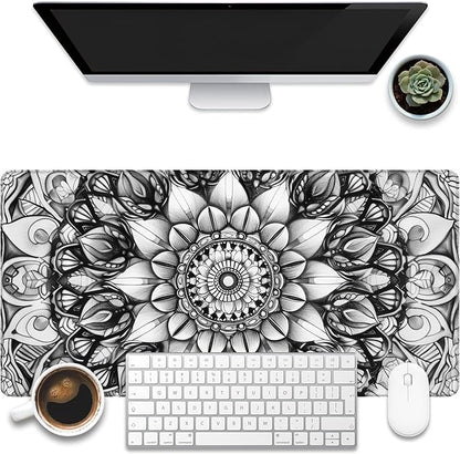 Large Gaming Mouse Pad for Desk, Mandala Flower Desk Pad, 31.5"x15.7" Extended