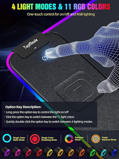 TopMade Wireless Charging RGB Mouse Pad, Waterproof Gaming Desk Pad