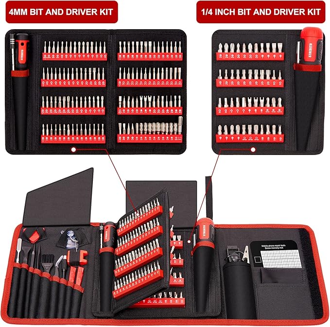 STREBITO Precision Screwdriver Set 191-Piece Multi-Bit Screwdriver 1/4 Inch Nut