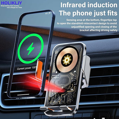 Car Phone Holder Charger Wireless Cell Phone Car Mount - 15W Fast Charging