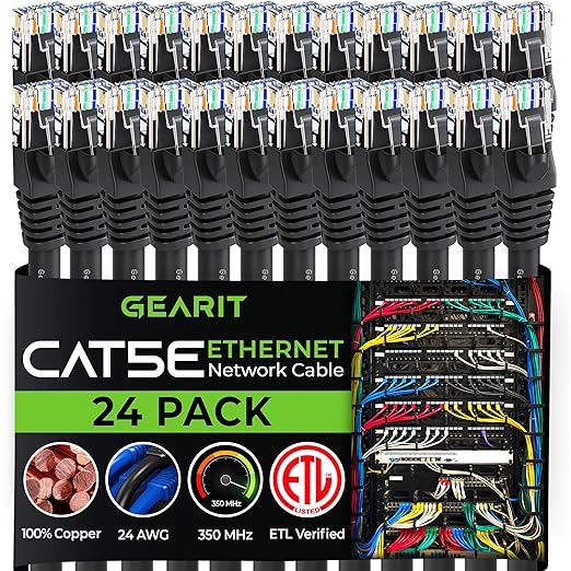 GearIt 24-Pack, Cat5e Ethernet Patch Cable 2 Feet