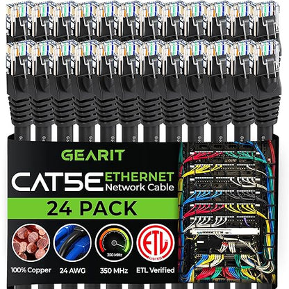 GearIt 24-Pack, Cat5e Ethernet Patch Cable 2 Feet