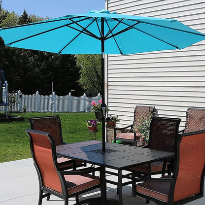 Sunnydaze Outdoor Patio Umbrella - Polyester Table Market Umbrella with Push-Button Tilt and Crank - 8 Sturdy Ribs - Turquoise - 9ft