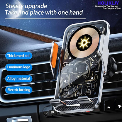 Car Phone Holder Charger Wireless Cell Phone Car Mount - 15W Fast Charging