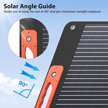 240W Portable Solar Panels for Power Station, Solar Angle Guide,