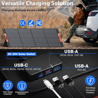 240W Portable Solar Panels for Power Station, Solar Angle Guide,