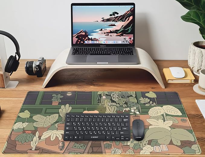 Cute Desk Mat Kawaii Bear Mousepad Cute Anime Plant Desk Protector, Kawai