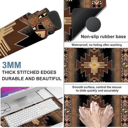 Large Mouse Pad Aztec Pattern Gaming Desk Pad Computer Keyboard Non-Slip