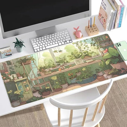 Cute Desk Mat Green Plants Gaming Mouse Pad XXL Large Extended Sage Laptop