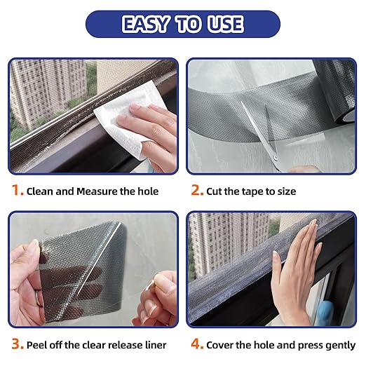 KING MOUNTAIN Black Window Screen Repair Tape, 3inX20FT Heavy Duty Screen