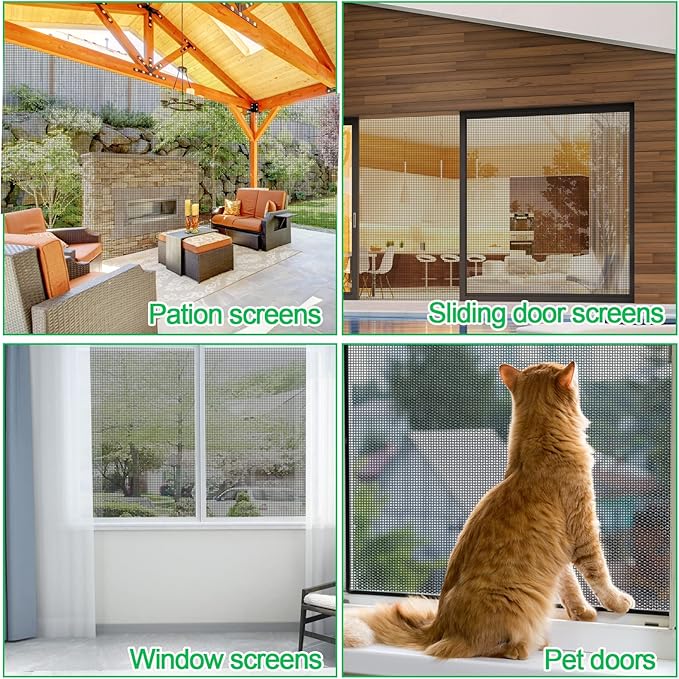 QWR Pet Proof Window Screen Replacement Kit, Patio and Windows.