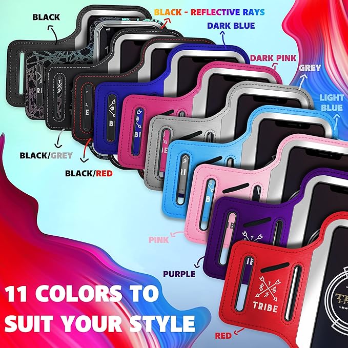 TRIBE Running Phone Holder Armband. iPhone & Galaxy Cell Phone Sports Arm Bands