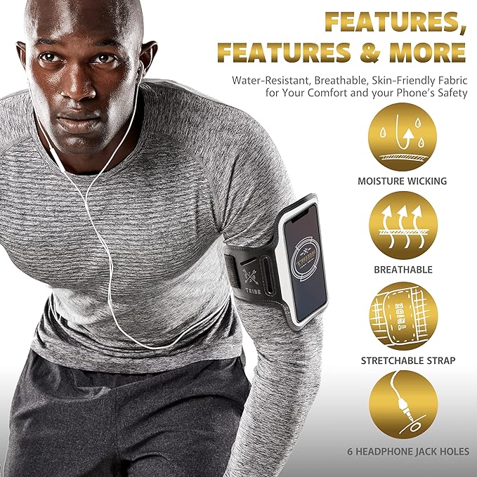 TRIBE Running Phone Holder Armband. iPhone & Galaxy Cell Phone Sports Arm Bands
