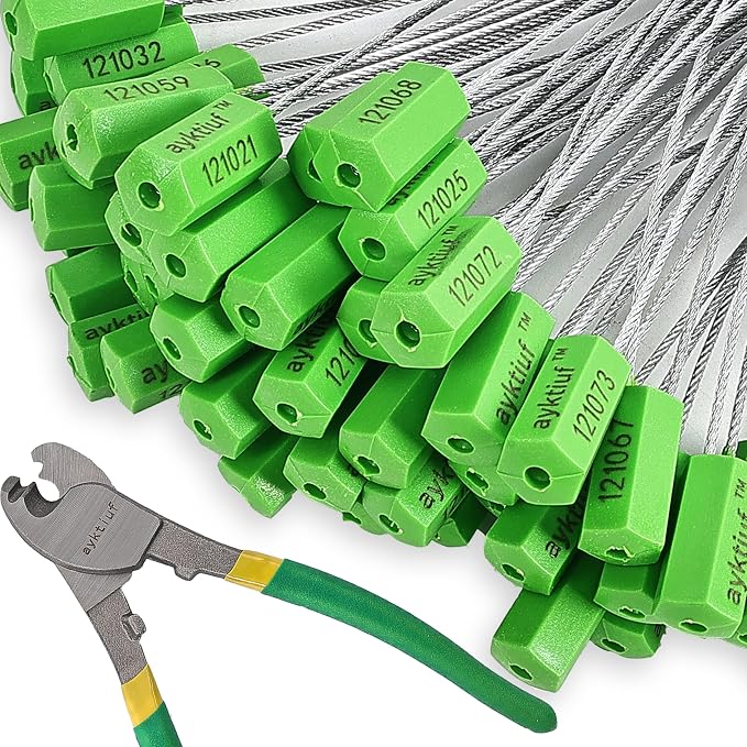 60 Pieces Security Cable Seals, Metal Number security tags