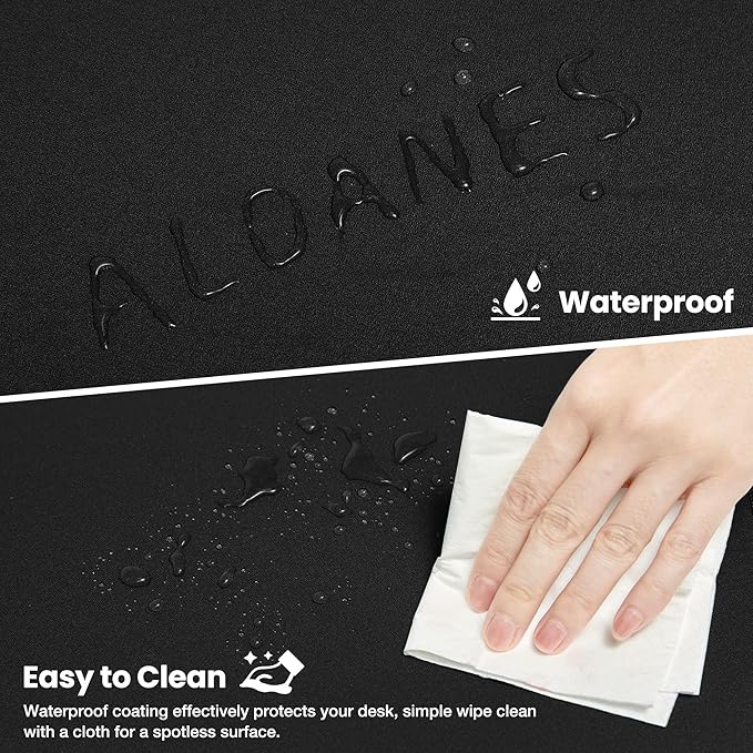 ALOANES Black Waterproof Desk Mat,