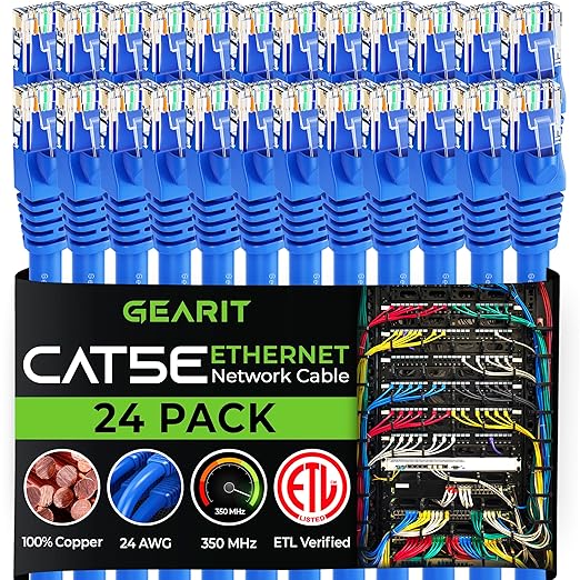 GearIT 24-Pack, Cat5e Ethernet Patch Cable 3 Feet