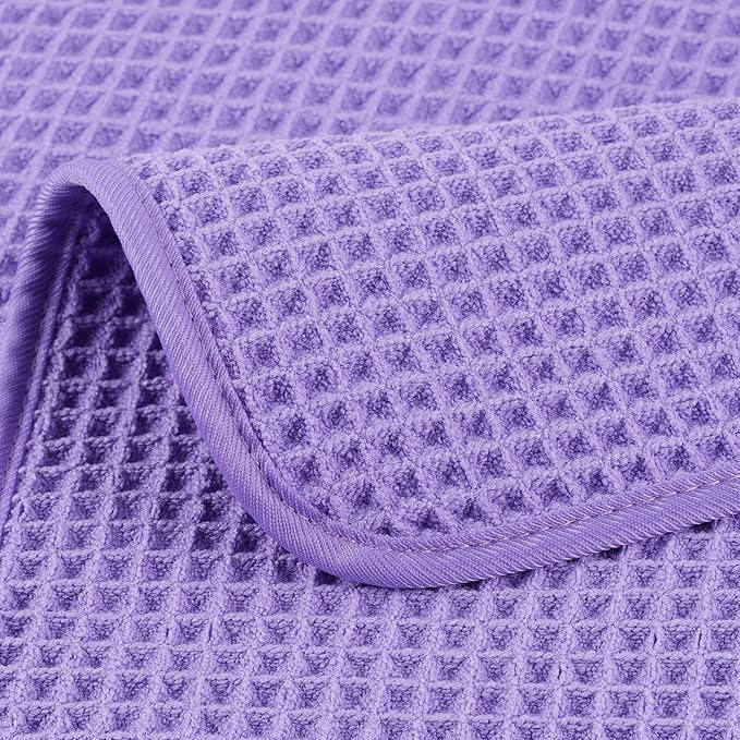 POLYTE 430 GSM Microfiber Lint Free Washcloth Face Towel, 13 x 13 in, 4 Pack