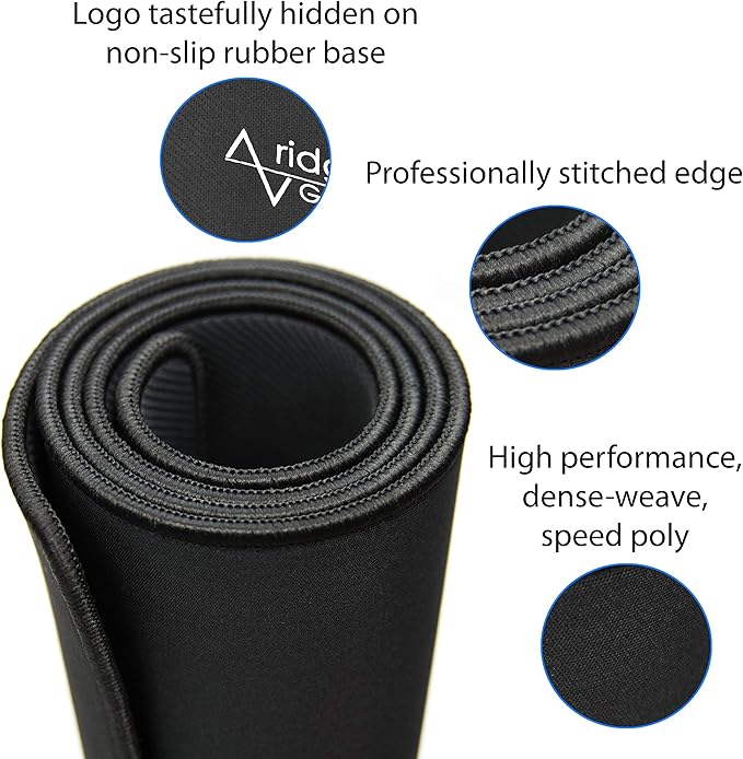 Gaming Mouse Pad Extended 36 inch | 36x12x0.20 Extra Thick | Black | Stitched
