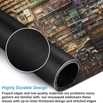 Futuristic Fantasy Mouse Pad, Cyberpunk Style Desk Mat, Extended XL Gaming