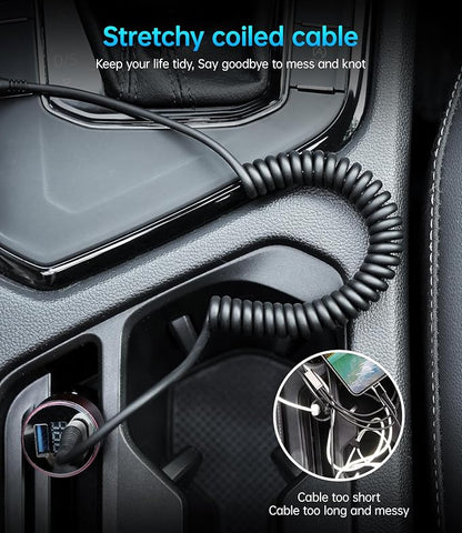 USB C Cable 3A Fast Charging 5FT Coiled USBC to USBC Charger Cable