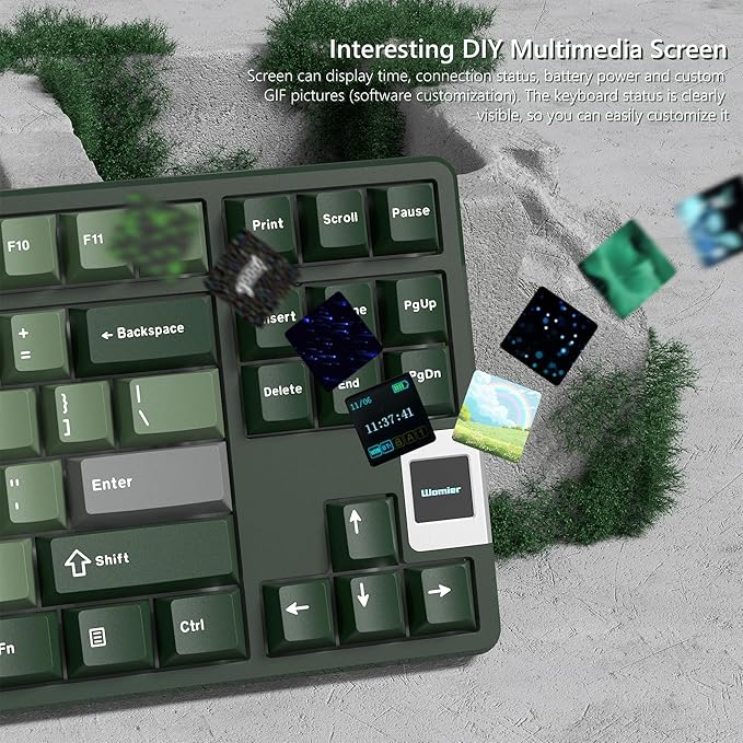 QK87 75% Keyboard with Multimedia Screen, QMK/VIA Wireless Gaming Keyboard