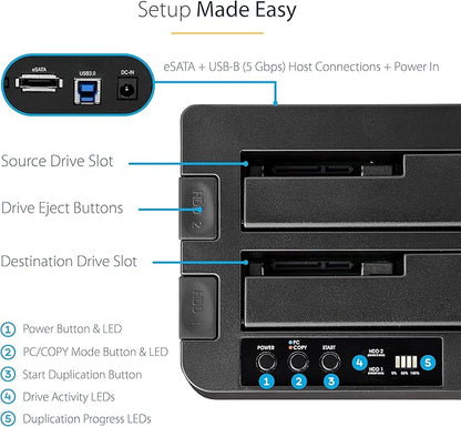 StarTech.com Standalone Hard Drive Duplicator, External Dual Bay USB 3.0 /