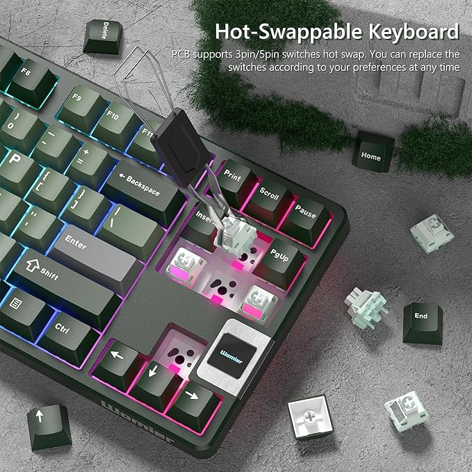 QK87 75% Keyboard with Multimedia Screen, QMK/VIA Wireless Gaming Keyboard